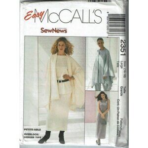 McCalls Sewing Pattern 2351 Cape Dress Top Pants S